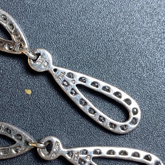 Sterling Silver 925 Cubic Zirconia Dangle Earrings, Post Backs, 1.5" Long - Picture 6 of 12